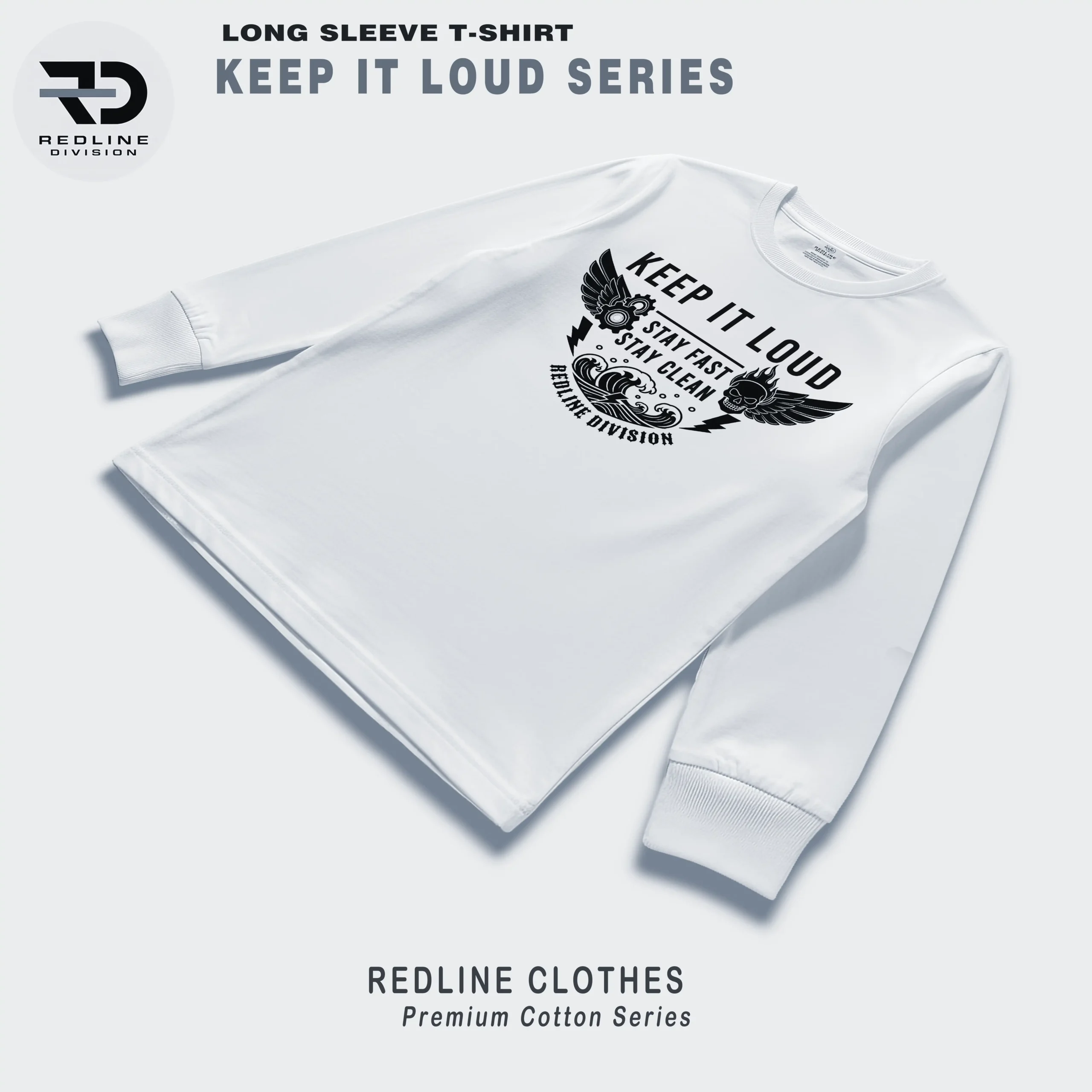 Kaos Lengan Panjang Premium Distro REDLINE DIVISION bertema KEEP IT LOUD Katun Combed 24s - Gambar 3