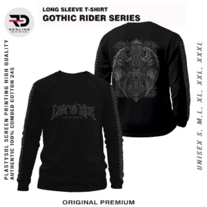 Kaos Lengan Panjang Hitam REDLINE CLOTHES-D16 Desain gothic Rider Premium Katun Kombet 24s